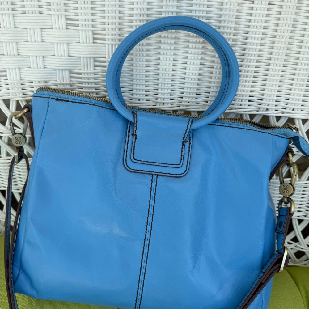 HOBO Blue Trapezoidal Hobo Bag with Contrast Stitching